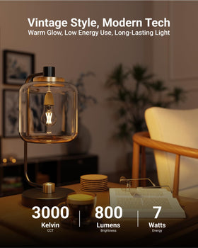 Sunco Lighting Edison-style filament bulb dimmable for mood lighting
