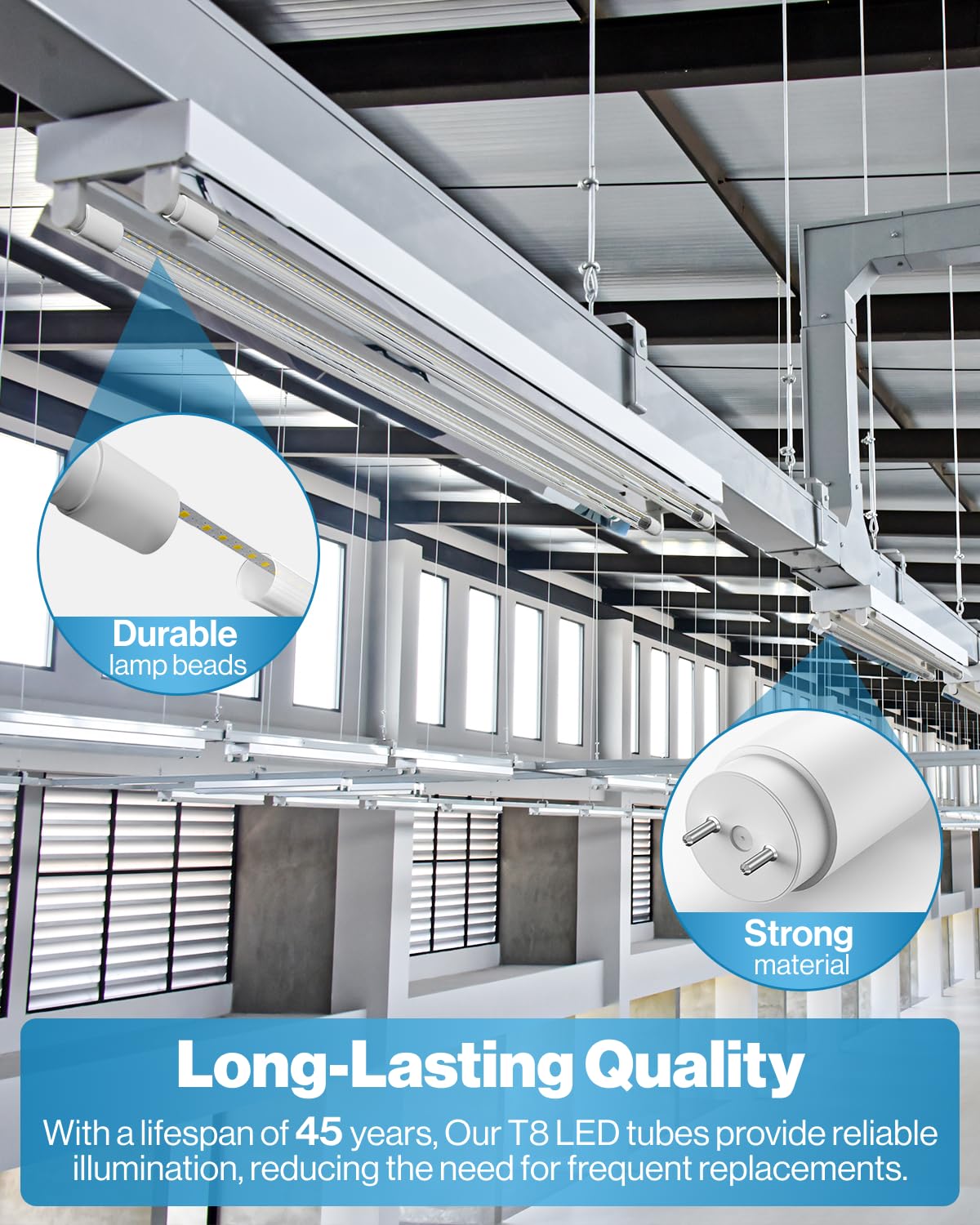 Sunco Lighting frost-lens T8 LED bulb delivers uniform light.