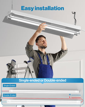 Sunco Lighting instant-start T8 with 160° beam angle for wide coverage.