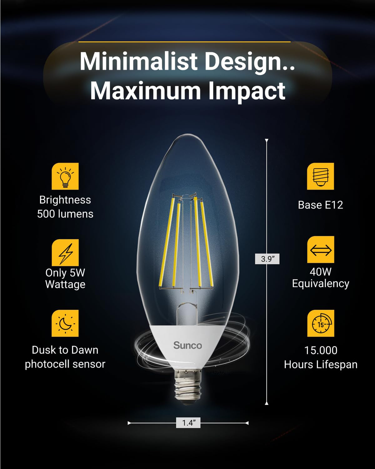 Sunco Lighting photocell dusk-to-dawn bulb switches on automatically for hands-free outdoor lighting.