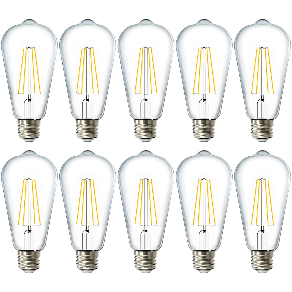 Sunco Lighting ST64 LED bulb with vintage filament, close-up view for cozy ambience.