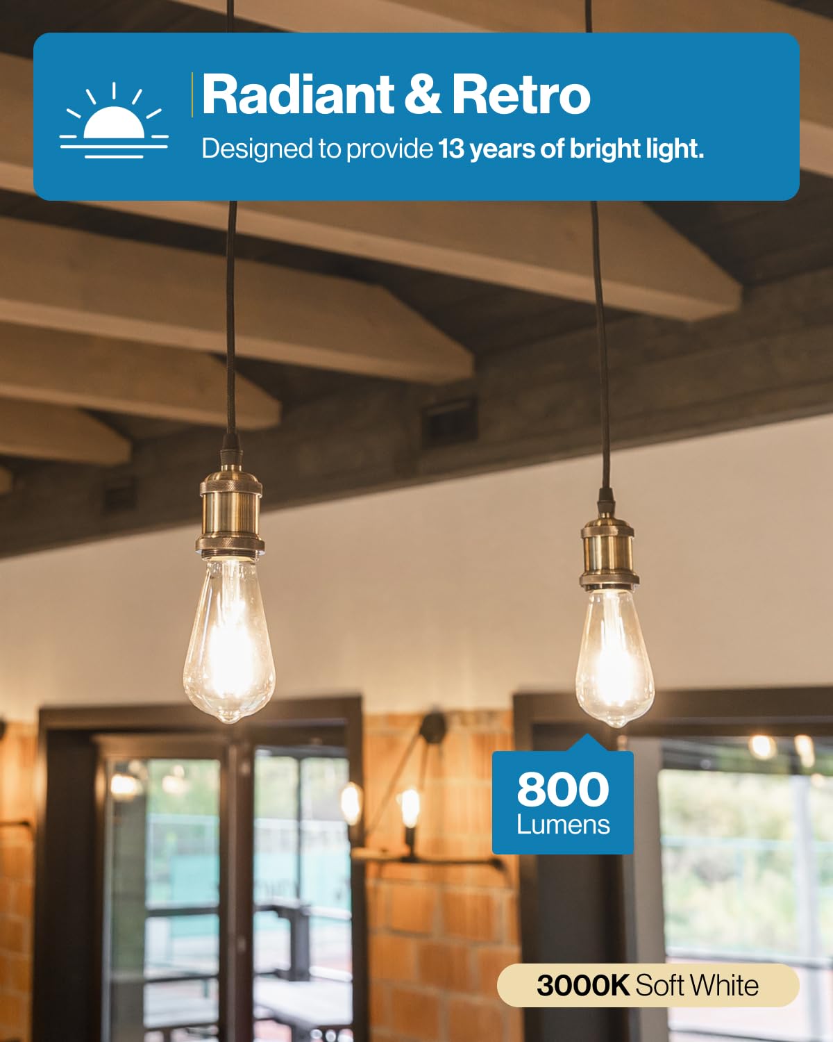 Sunco Lighting ST64 LED bulb in warm white, dimmable for mood scenes.