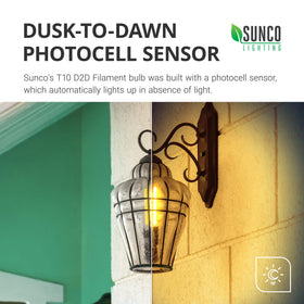 Sunco Lighting T10 LED filament with glass housing enhances outdoor ambiance and style
