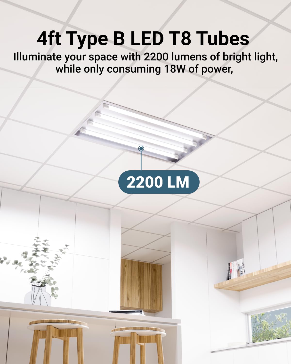 Sunco Lighting T8 LED bulb 4-foot ballast-bypass installation for safer wiring