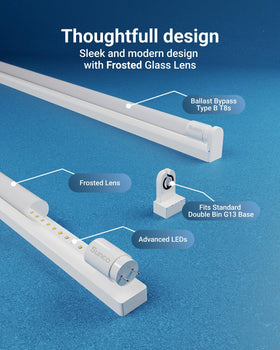 Sunco Lighting T8 LED bulb 4-foot easy replacement in fixtures