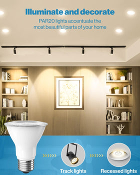 Sunco PAR20 LED bulbs dimmed light demonstrates smooth brightness control
