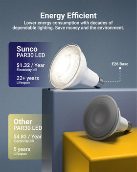 Sunco PAR30 dusk-to-dawn garage bulb provides reliable exterior illumination
