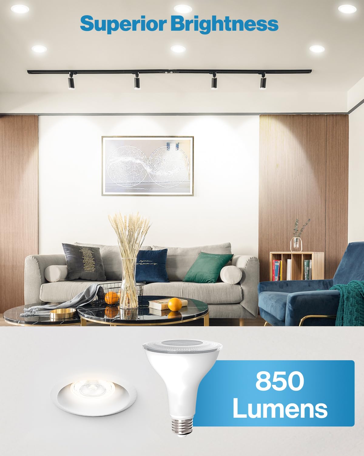 Sunco PAR30 dimmable LED spotlight in a fixture for mood lighting.
