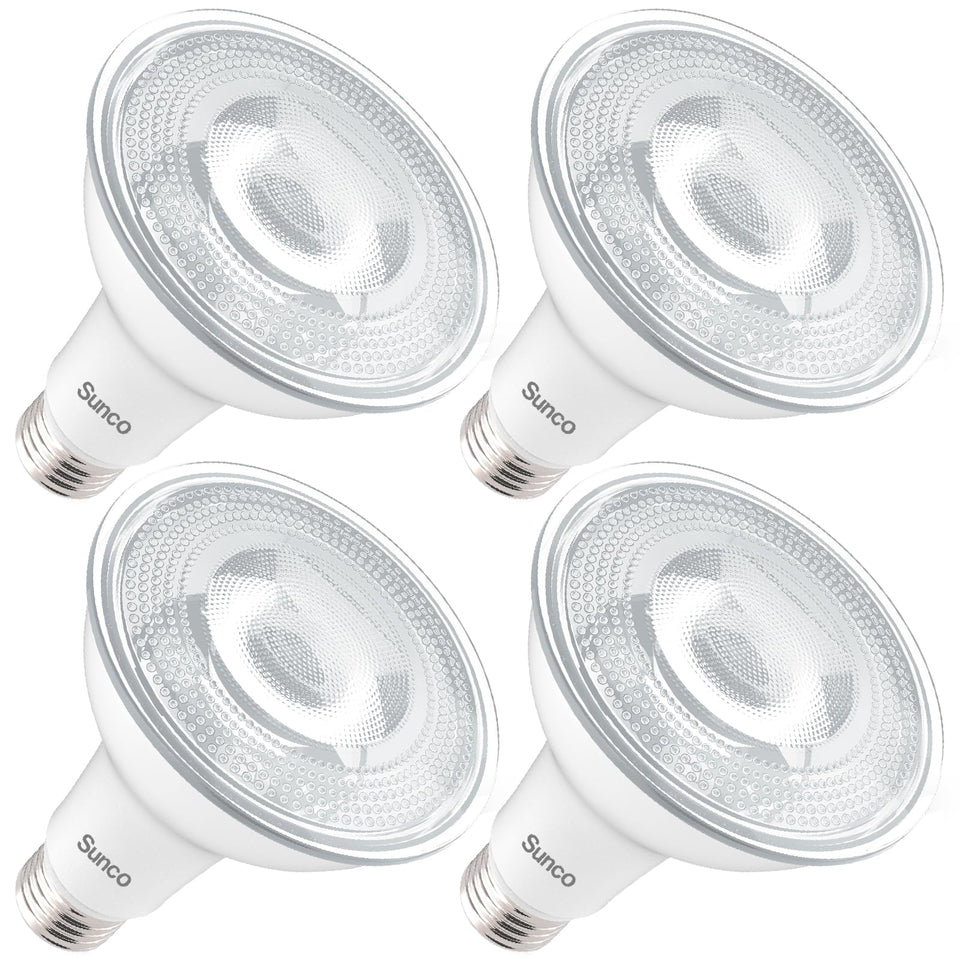 Sunco PAR30 outdoor flood light bulb with long neck for exterior illumination