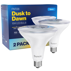 Sunco PAR38 dusk-to-dawn outdoor bulb lighting porch areas efficiently