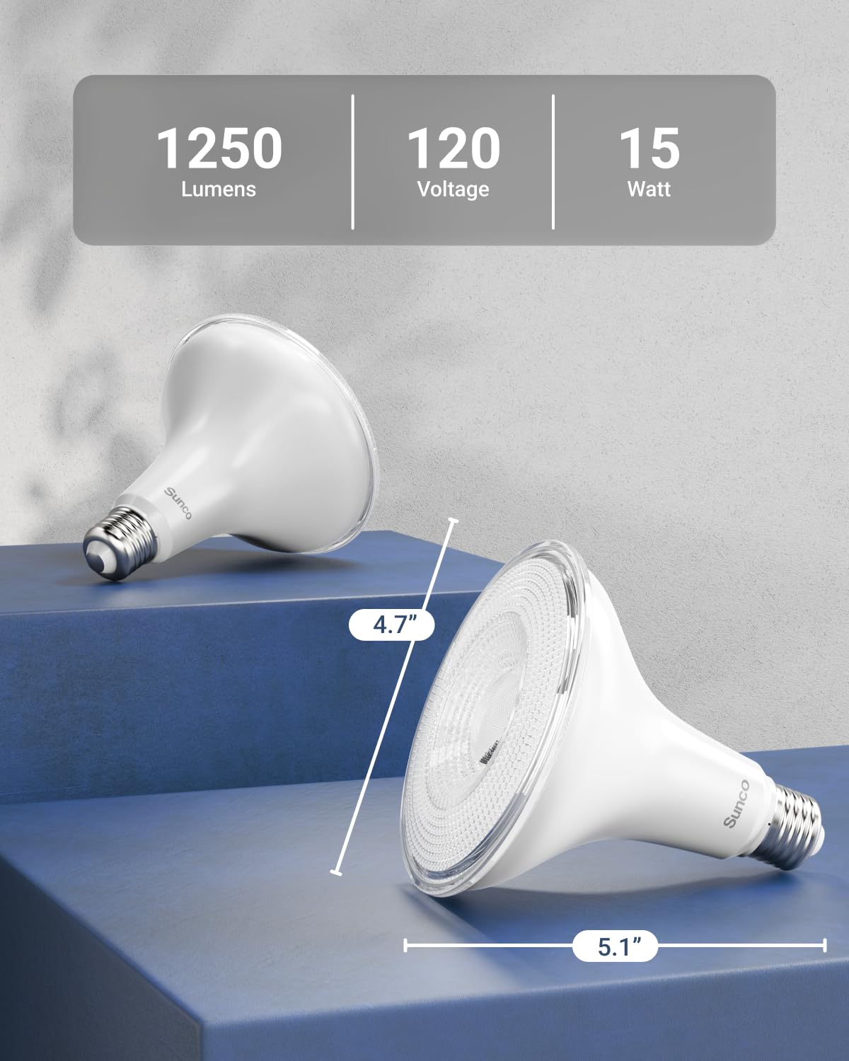 Two-pack Sunco PAR38 outdoor bulbs for porch and garage lighting.