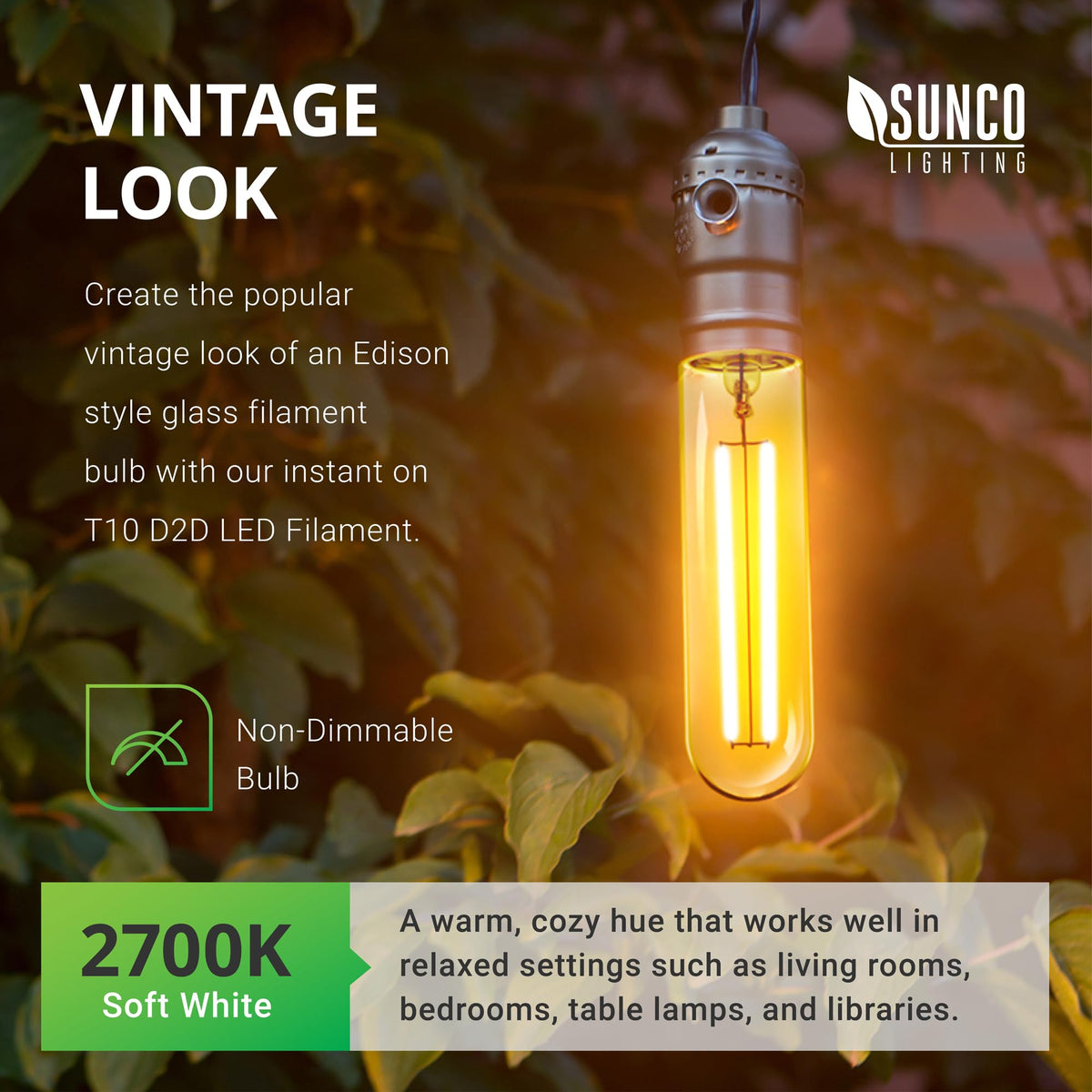 Sunco UL-certified filaments ensure safe operation and long life for exterior fixtures