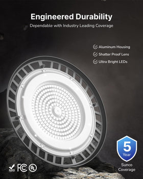 Sunco UL DLC certified high bay for reliable operation