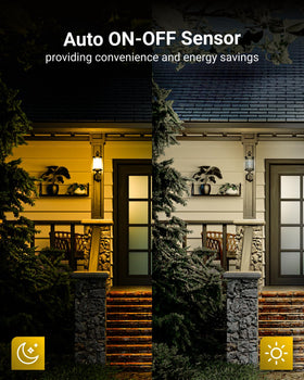 Sunco Yellow LED Bug Light Bulb lighting a patio at night