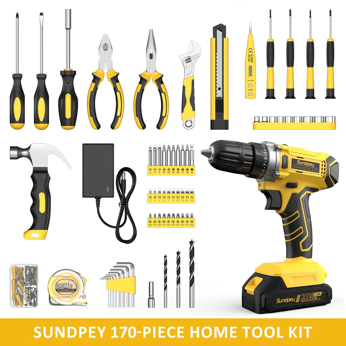 Sundpey 170-piece tool set case organized for easy transport.