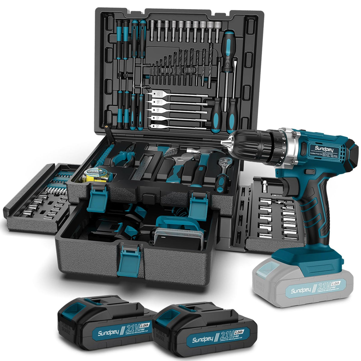 Sundpey 21V cordless drill with LED for precise, well-lit drilling
