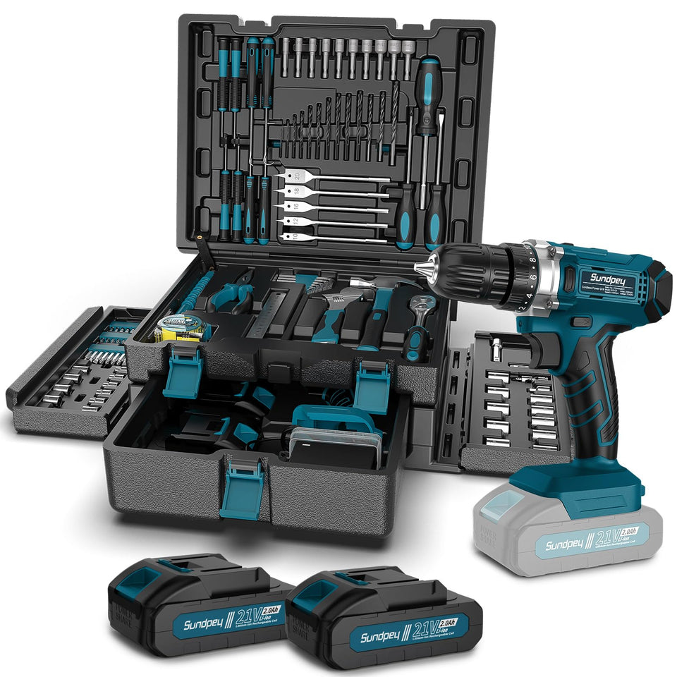 Sundpey 21V cordless drill with LED for precise, well-lit drilling