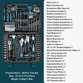 Sundpey 281pc tool kit interior compartments keep tools neatly arranged for quick access