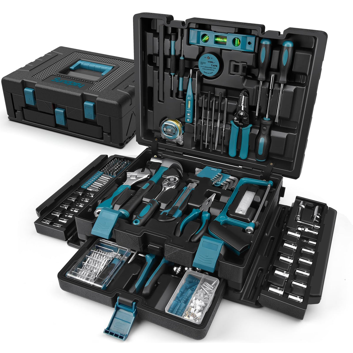 Sundpey 379pcs home tool kit front view for versatile home maintenance