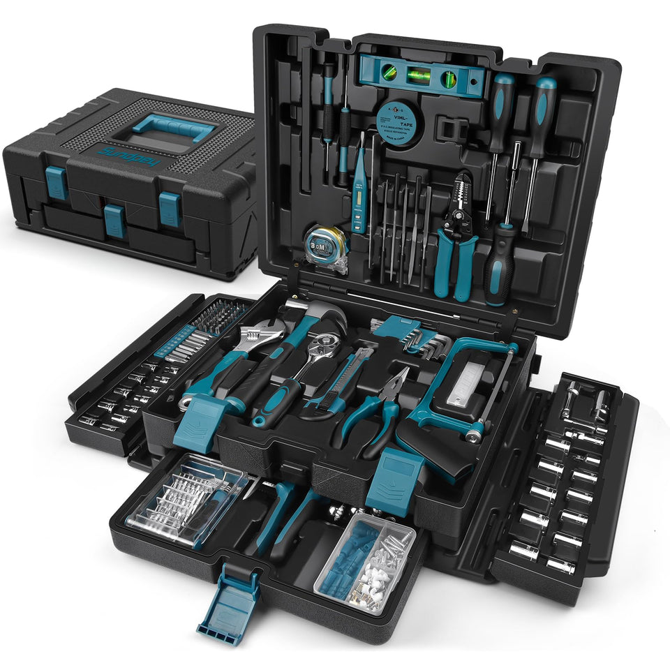 Sundpey 379pcs home tool kit front view for versatile home maintenance