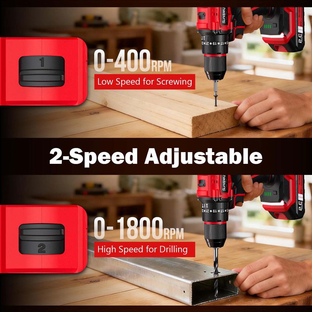 Sundpey 3/8-inch metal chuck with secure grip and quick changes