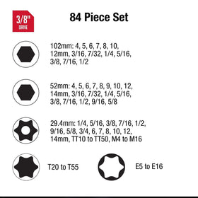 Sunex 3569 SAE and metric sockets arranged for versatile fastening tasks