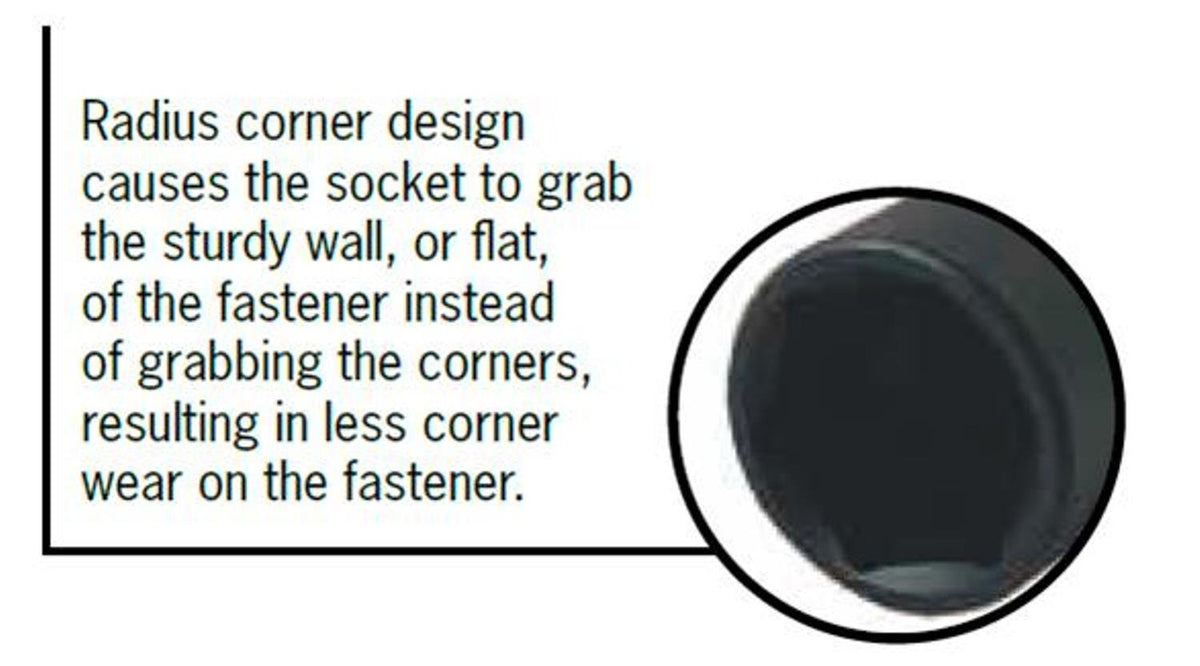 Sunex Tools 233MD side-drive design demonstrates engaging the fastener's side.