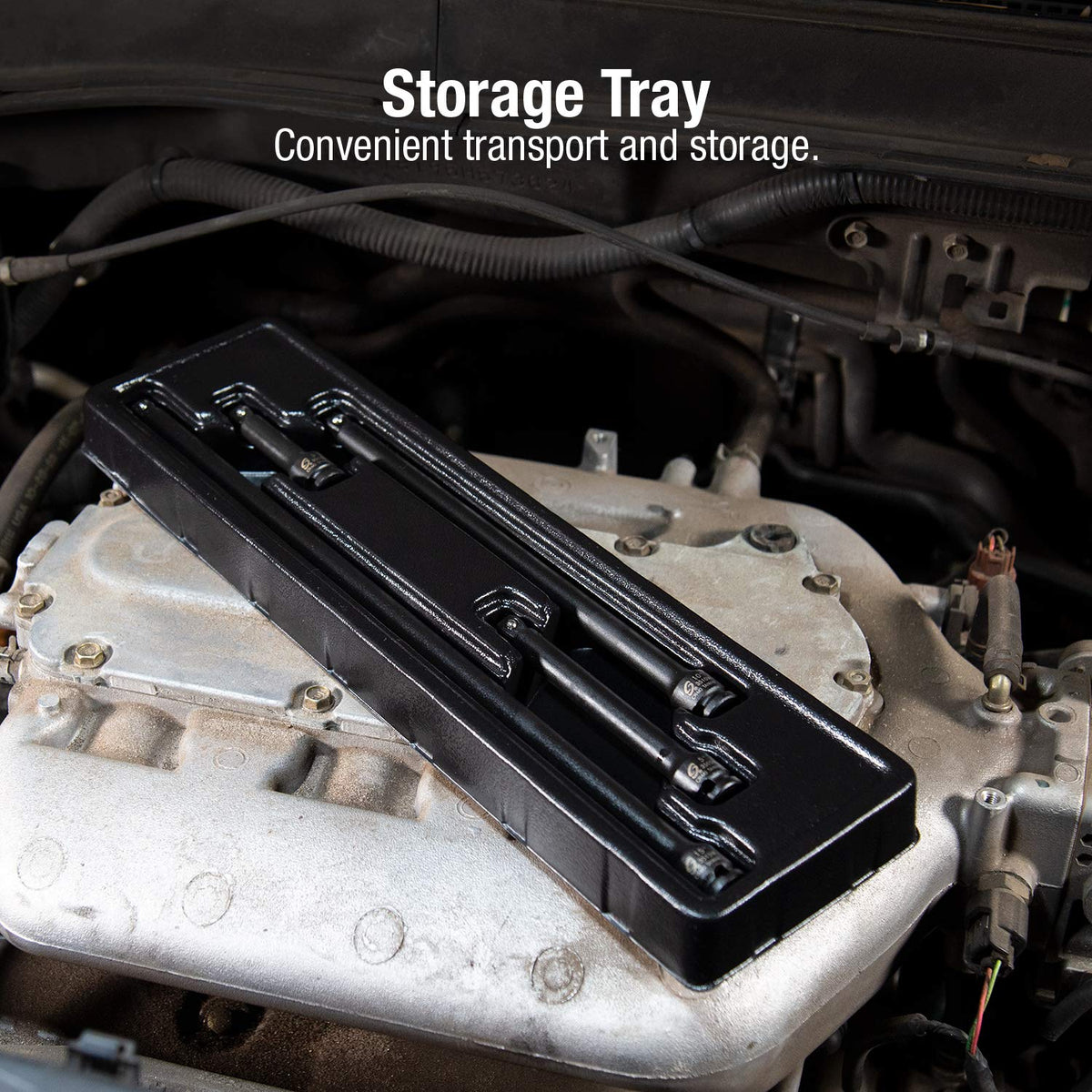 Sunex Tools 3504 storage tray keeps extensions organized and ready.