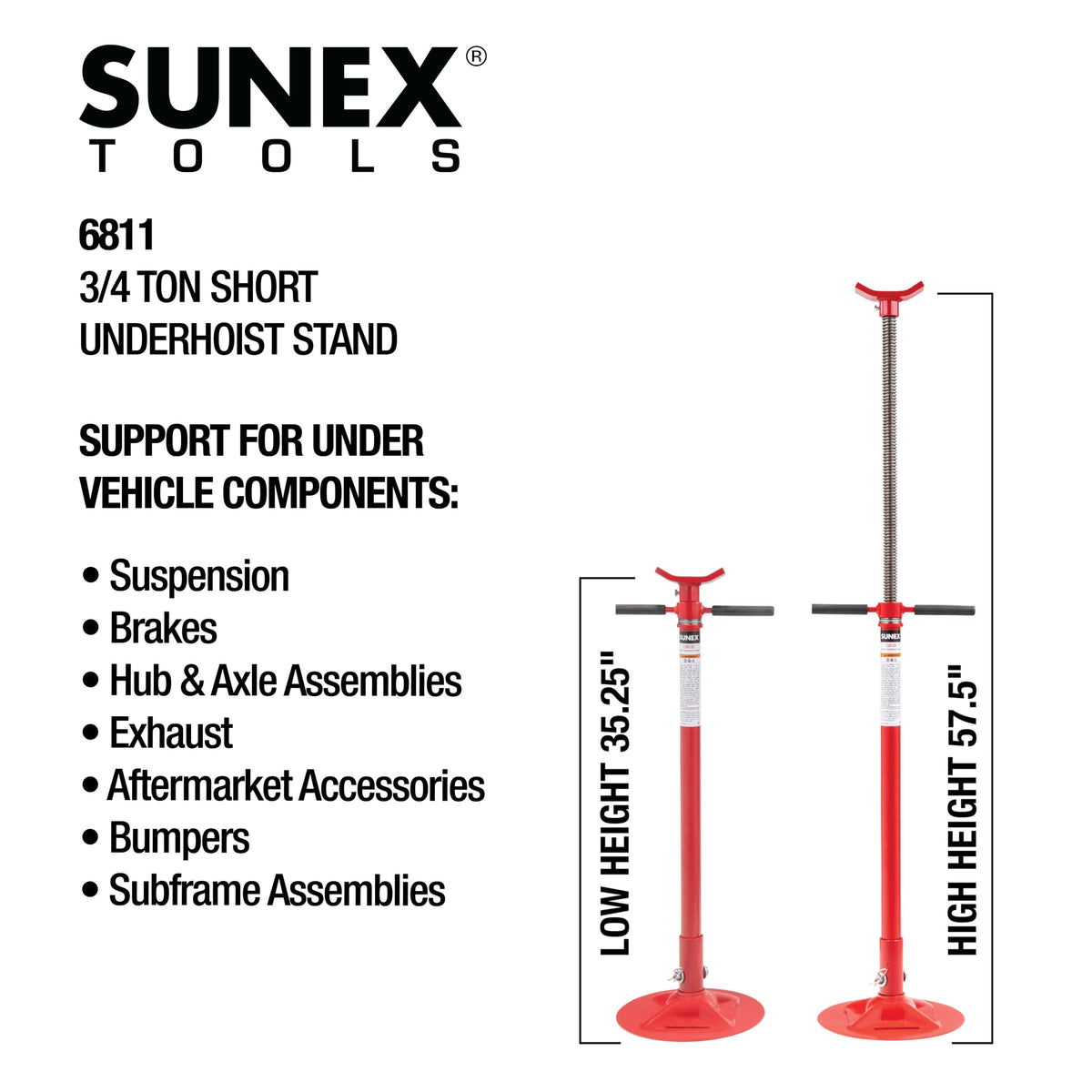 Sunex Tools 6811 height adjustment with spin handle for easy positioning.