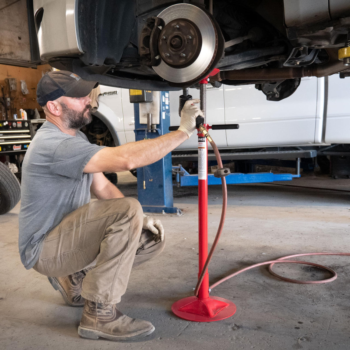Sunex Tools 6811 versatile stand suits exhaust and suspension tasks.