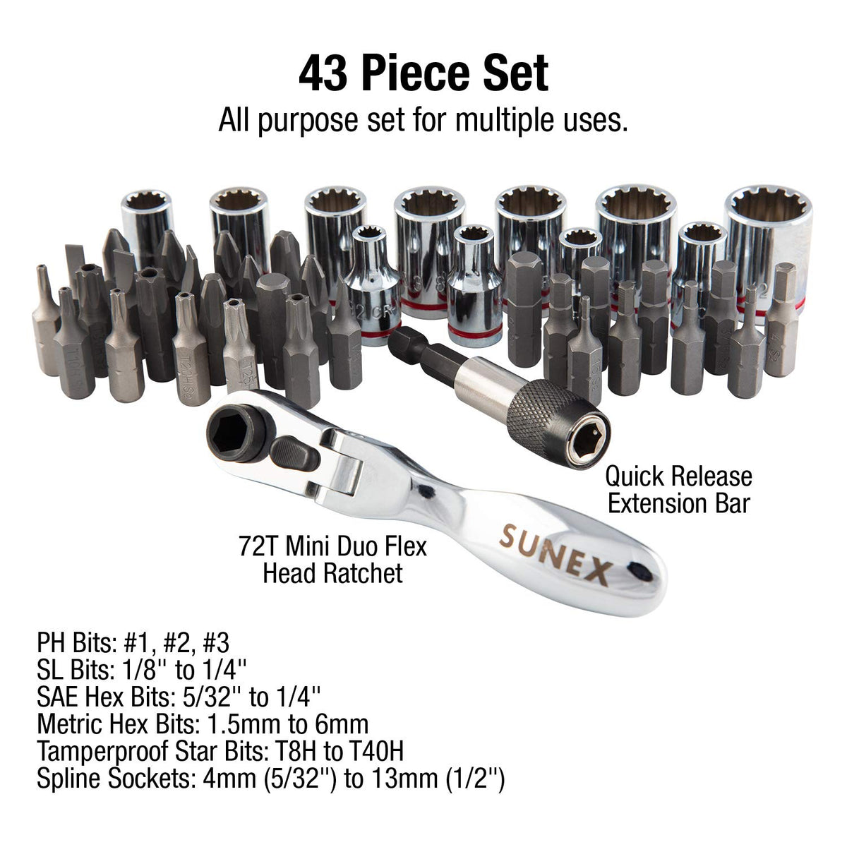 Sunex Tools 9732 spline sockets CR-V for durable SAE/Metric options