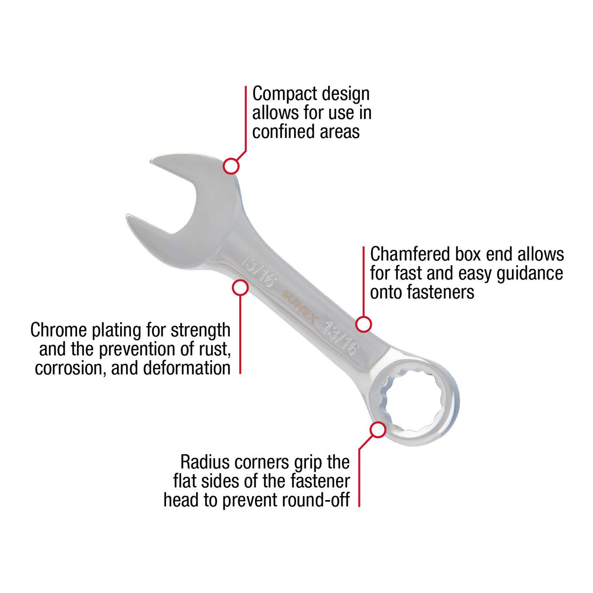 Sunex Tools 9930 compact design wrenches enable access in cramped engine bays.
