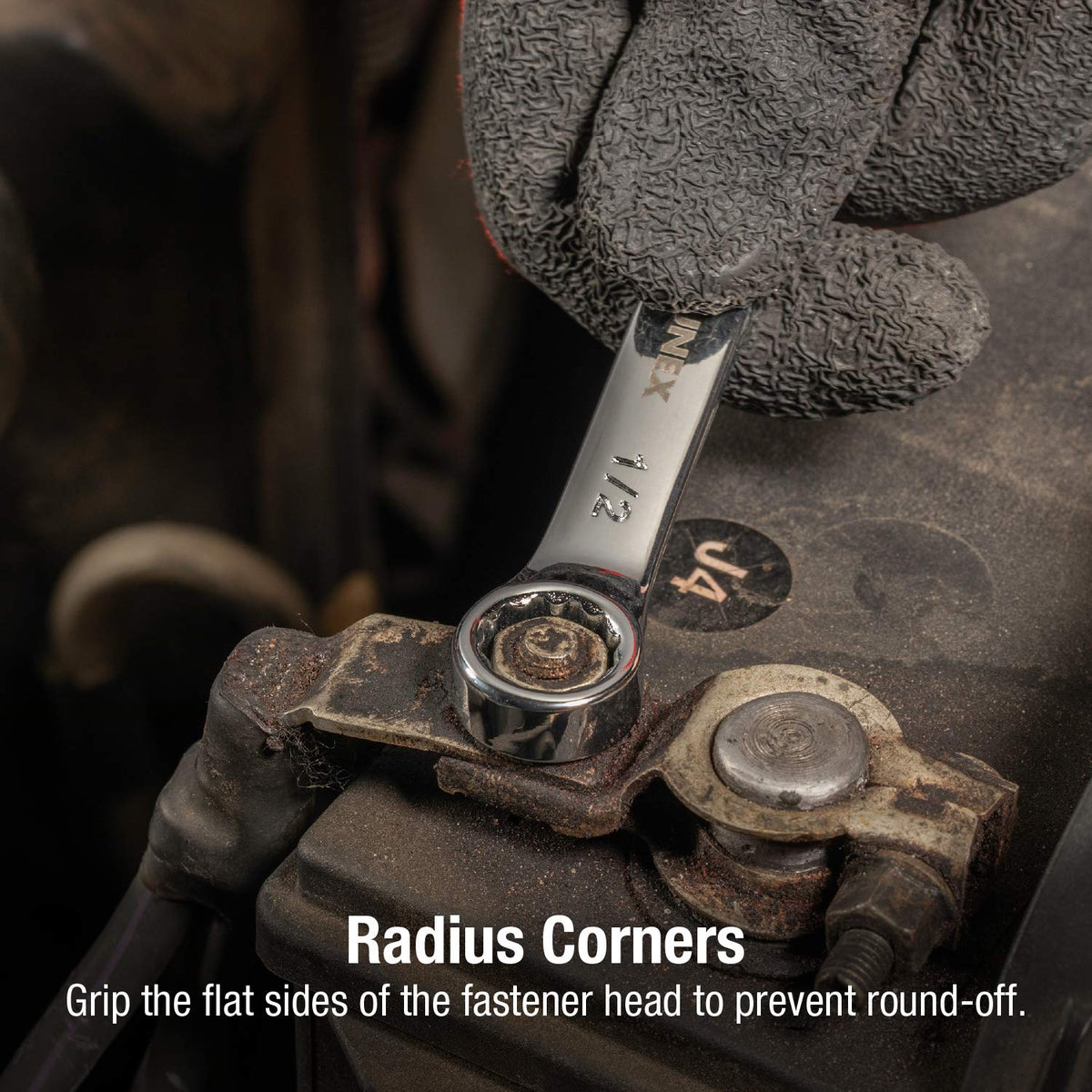 Sunex Tools 9930 radius corners grip flat sides to prevent rounding.