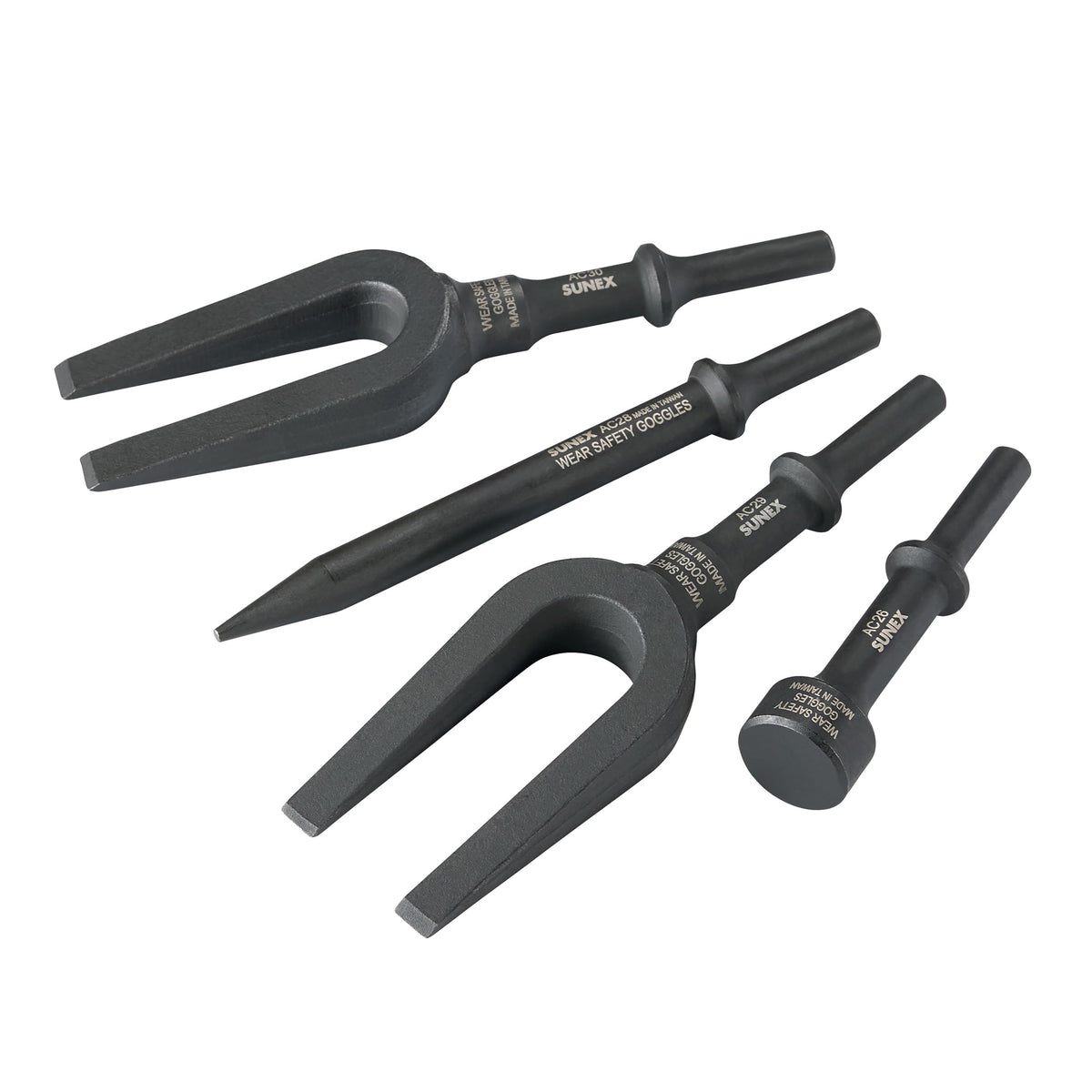 Sunex Tools ACS4 air hammer set in a portable roll for on-site separation tasks.
