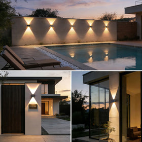 SunFlickt outdoor wall decor lights add ambient glow to patios and decks