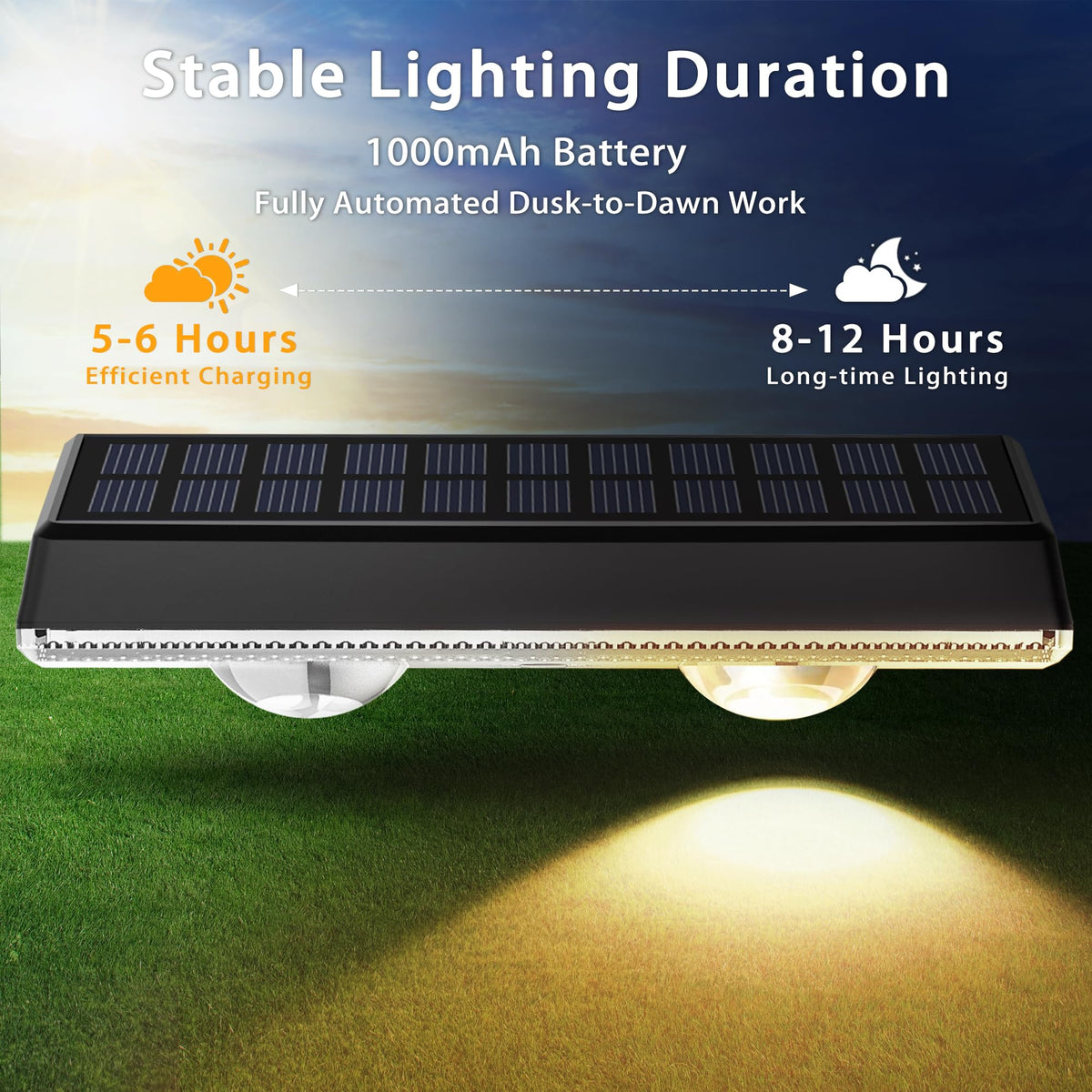 SunFlickt RGB mode cycles seven colors for decorative garden lighting and events