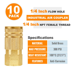 SUNGATOR 1/4-inch NPT female connection ready for fast air line setup.