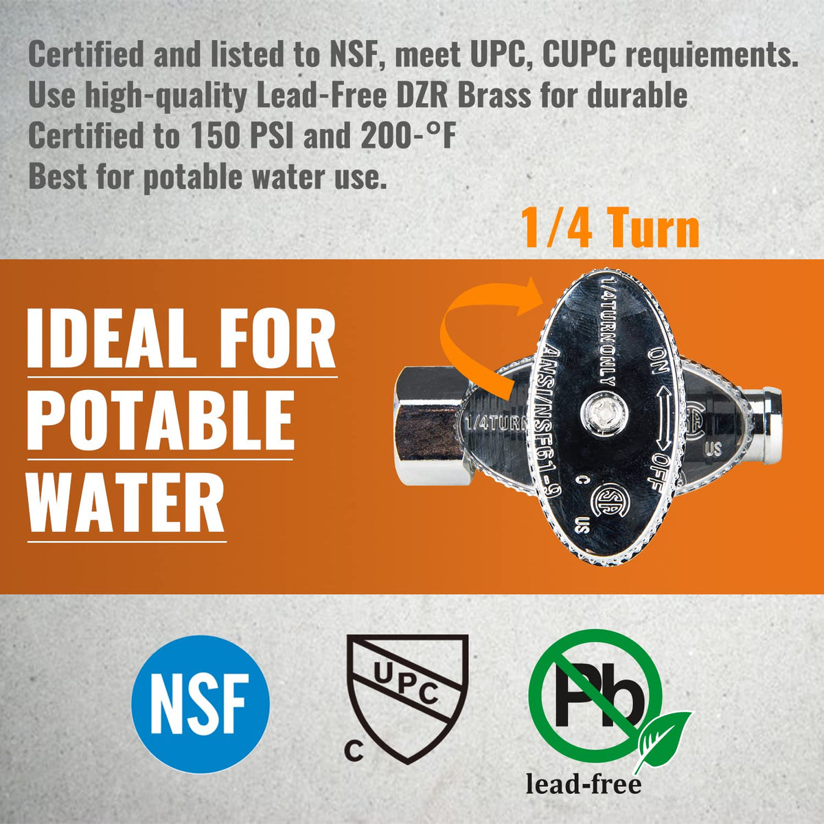SUNGATOR lead-free brass valve ensuring safe drinking water distribution.