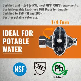 SUNGATOR lead-free brass valve ensuring safe drinking water distribution.