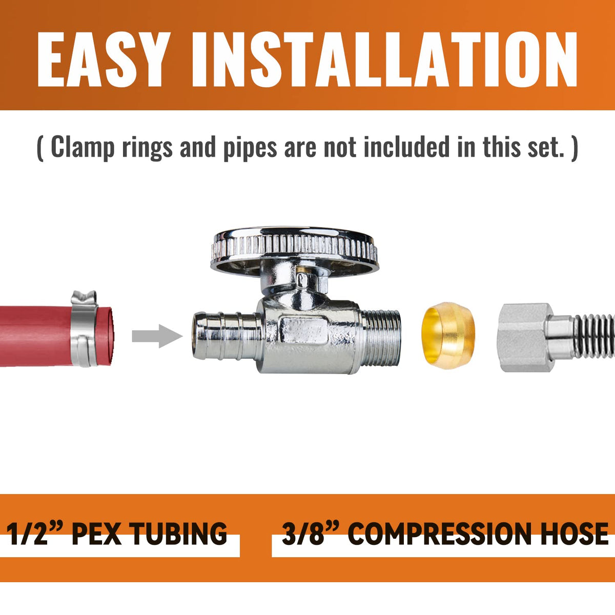SUNGATOR straight stop valve for faucet connection with compression fitting.
