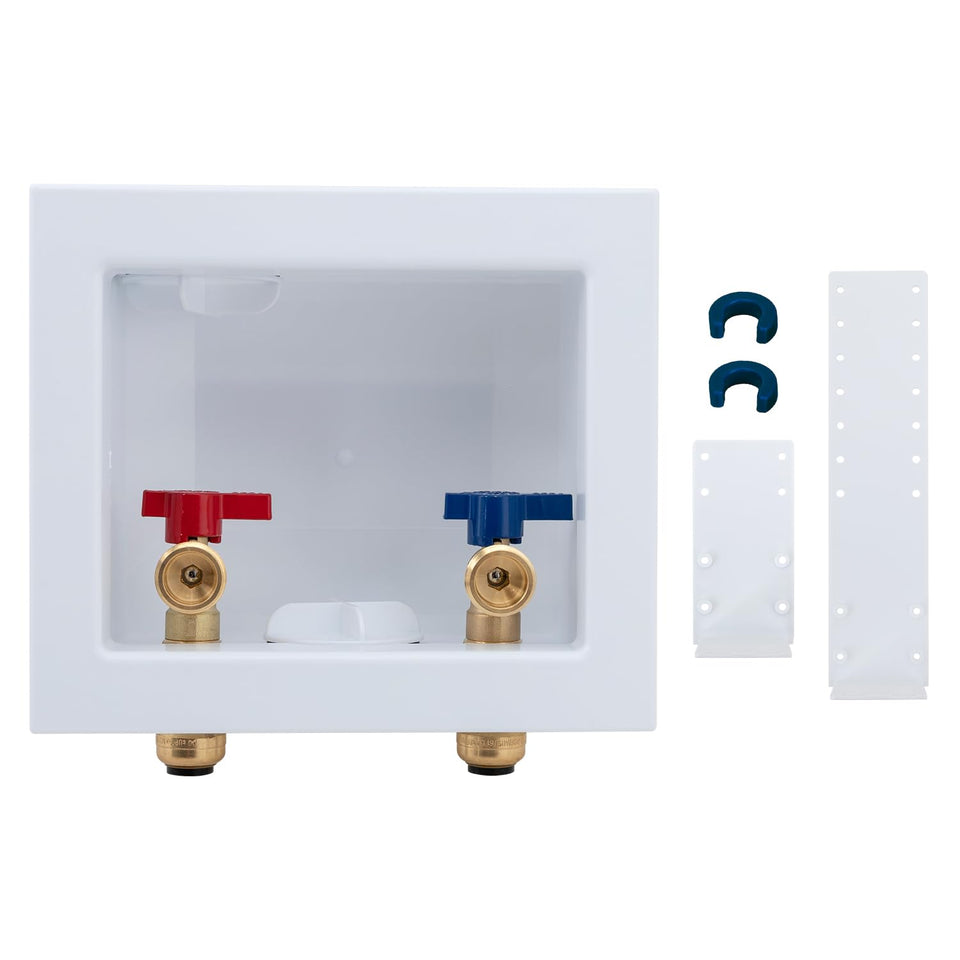 SUNGATOR push-fit outlet box front view highlights quick-connect design for a clean install