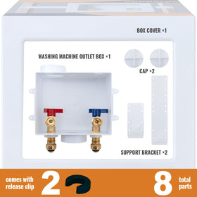 SUNGATOR push-fit outlet box installed in a tidy laundry space
