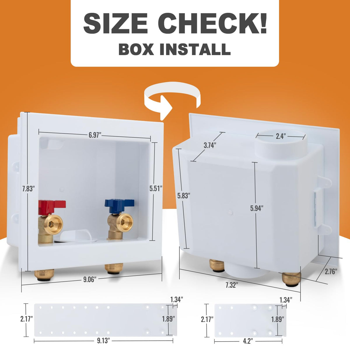 SUNGATOR push-fit outlet box side view demonstrates recessed design saving space