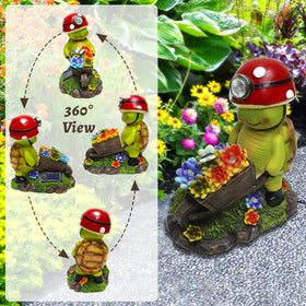 SunGlee solar turtle statue brightens garden corners with durable resin.