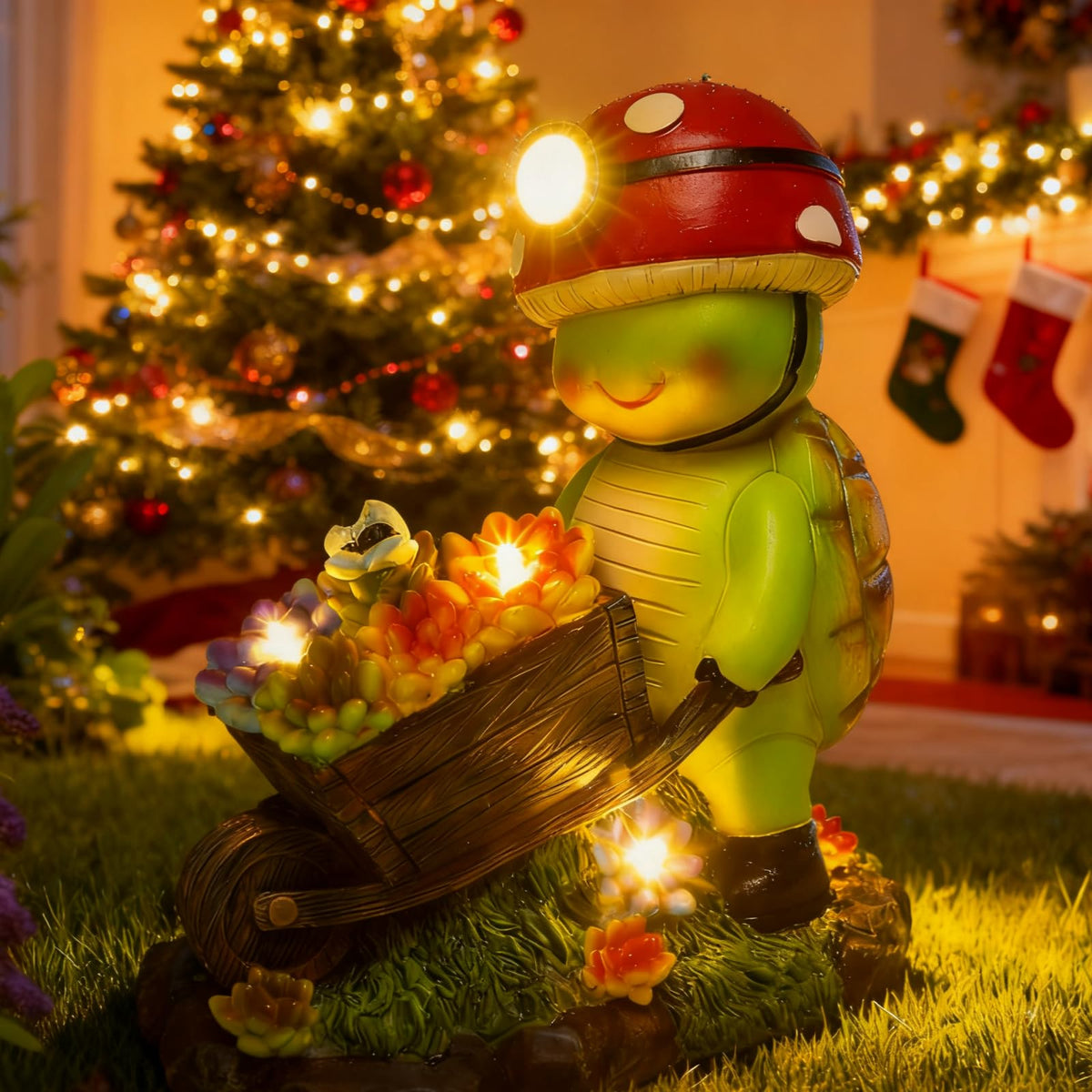 SunGlee solar light turtle adds eco-friendly garden ambiance.