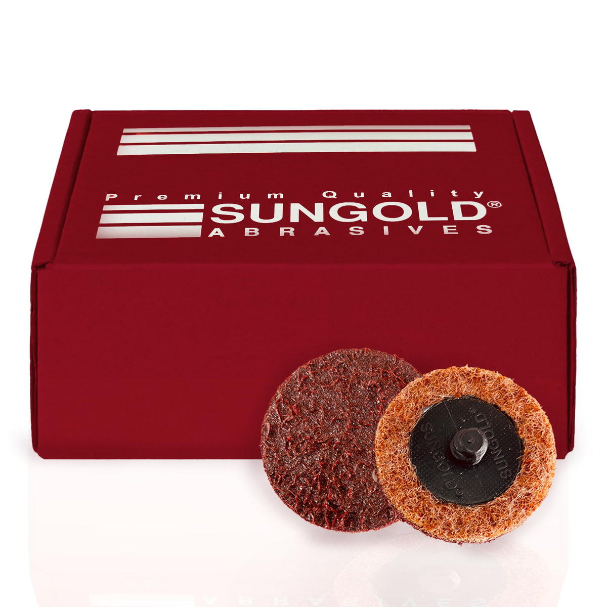Sungold Abrasives 74903 metal finishing with non-woven disc on workpiece