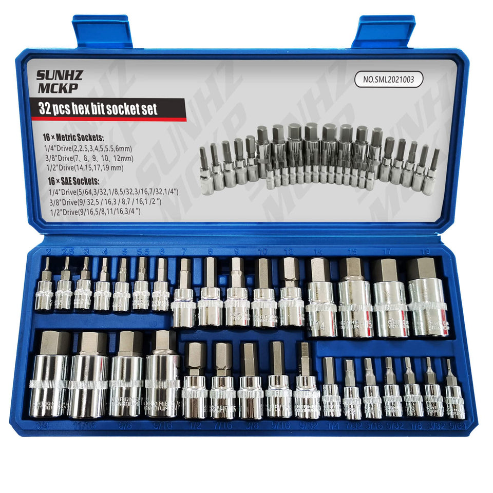 SUNHZ MCKP 32-piece Allen socket set in a durable case for quick organization