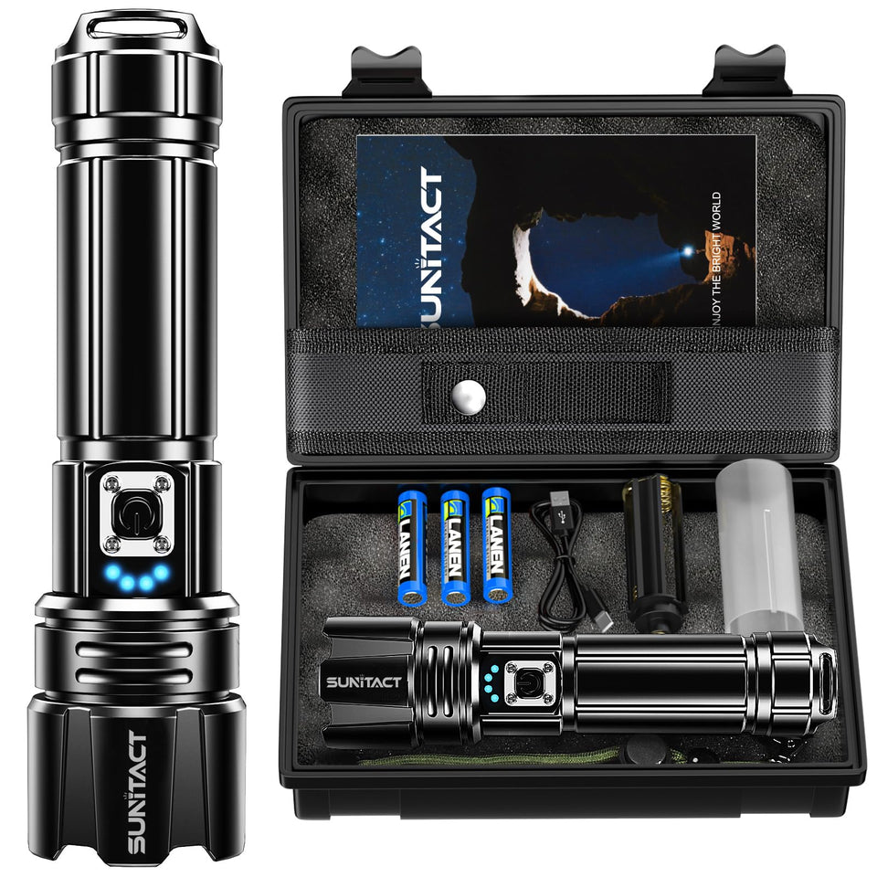 Sunitact flashlight 20000lm delivers broad illumination for large indoor spaces