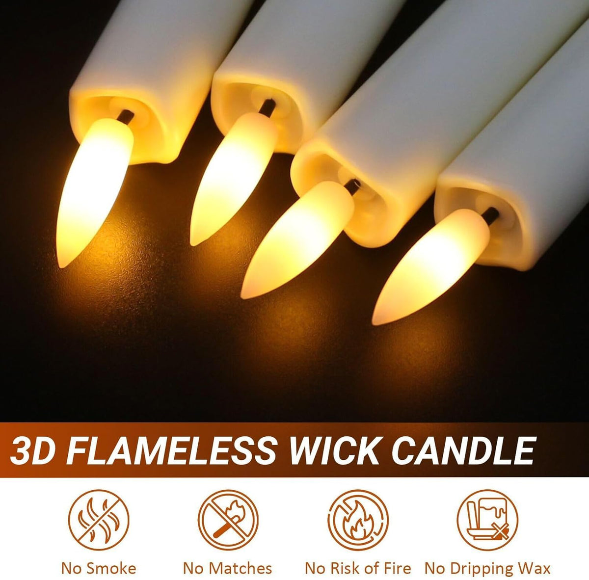 Sunjas 10-inch ivory LED taper candle provides long-lasting, safe lighting