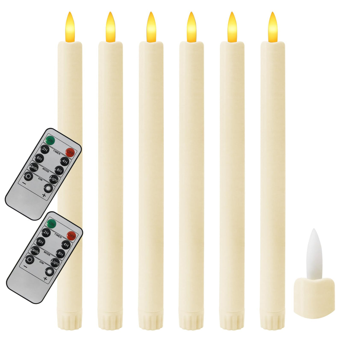 Sunjas 6pcs flameless taper candles with remote for versatile decor and safe ambiance